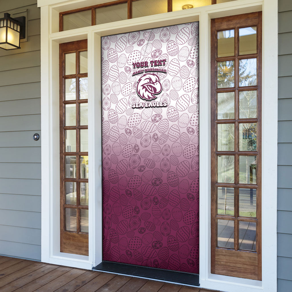 Personalized Manly Warringah Sea Eagles Door Cover Easter Mascot - Colorful Eggs Cartoon Style