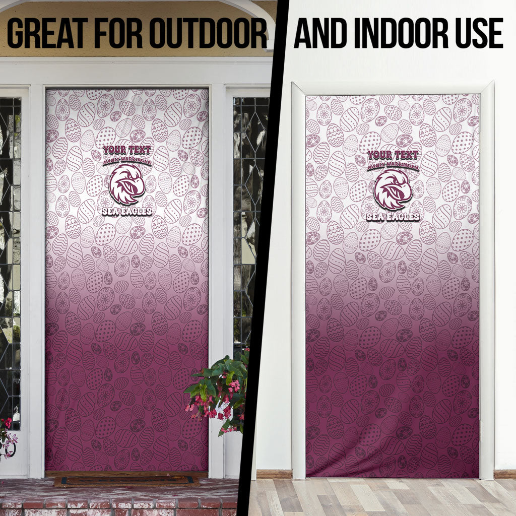 Personalized Manly Warringah Sea Eagles Door Cover Easter Mascot - Colorful Eggs Cartoon Style