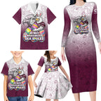 Personalized Manly Warringah Sea Eagles Family Matching Long Sleeve Bodycon Dress and Hawaiian Shirt Easter Mascot - Colorful Eggs Cartoon Style