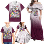 Personalized Manly Warringah Sea Eagles Family Matching Off Shoulder Maxi Dress and Hawaiian Shirt Easter Mascot - Colorful Eggs Cartoon Style