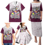 Personalized Manly Warringah Sea Eagles Family Matching Puletasi and Hawaiian Shirt Easter Mascot - Colorful Eggs Cartoon Style