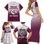 Personalized Manly Warringah Sea Eagles Family Matching Short Sleeve Bodycon Dress and Hawaiian Shirt Easter Mascot - Colorful Eggs Cartoon Style