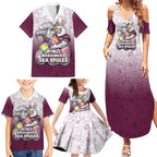 Personalized Manly Warringah Sea Eagles Family Matching Summer Maxi Dress and Hawaiian Shirt Easter Mascot - Colorful Eggs Cartoon Style