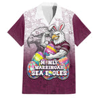Personalized Manly Warringah Sea Eagles Family Matching Summer Maxi Dress and Hawaiian Shirt Easter Mascot - Colorful Eggs Cartoon Style
