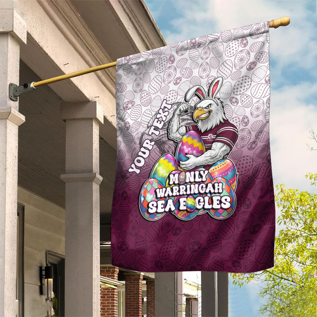 Personalized Manly Warringah Sea Eagles Garden Flag Easter Mascot - Colorful Eggs Cartoon Style