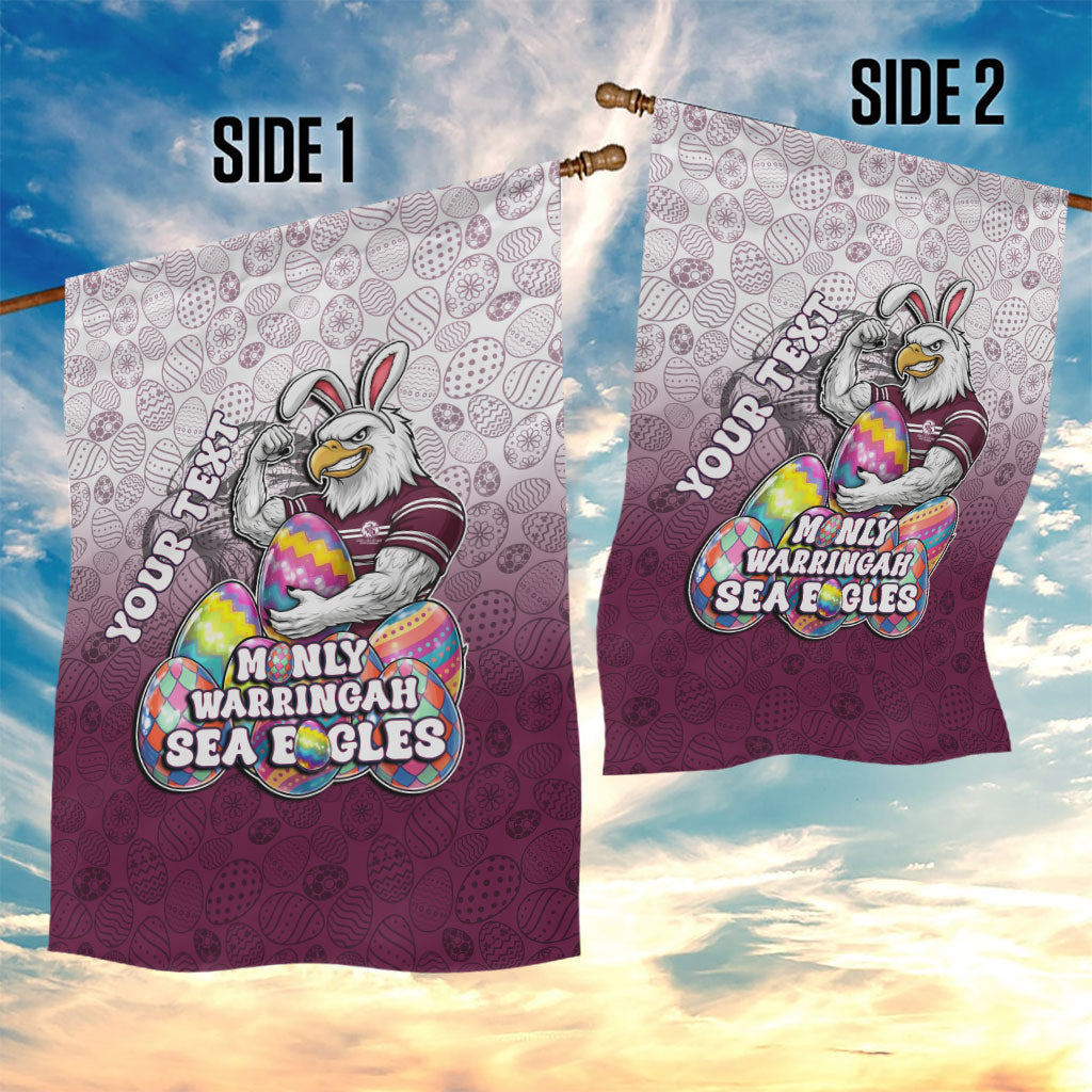 Personalized Manly Warringah Sea Eagles Garden Flag Easter Mascot - Colorful Eggs Cartoon Style