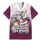 Personalized Manly Warringah Sea Eagles Hawaiian Shirt Easter Mascot - Colorful Eggs Cartoon Style