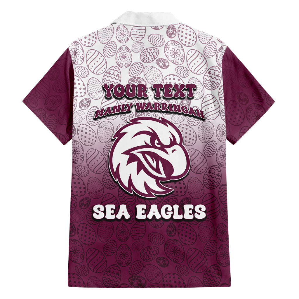 Personalized Manly Warringah Sea Eagles Hawaiian Shirt Easter Mascot - Colorful Eggs Cartoon Style