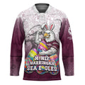 Personalized Manly Warringah Sea Eagles Hockey Jersey Easter Mascot - Colorful Eggs Cartoon Style