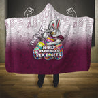 Personalized Manly Warringah Sea Eagles Hooded Blanket Easter Mascot - Colorful Eggs Cartoon Style