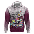 Personalized Manly Warringah Sea Eagles Hoodie Easter Mascot - Colorful Eggs Cartoon Style