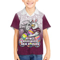 Personalized Manly Warringah Sea Eagles Kid Hawaiian Shirt Easter Mascot - Colorful Eggs Cartoon Style