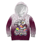 Personalized Manly Warringah Sea Eagles Kid Hoodie Easter Mascot - Colorful Eggs Cartoon Style