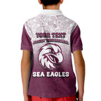 Personalized Manly Warringah Sea Eagles Kid Polo Shirt Easter Mascot - Colorful Eggs Cartoon Style