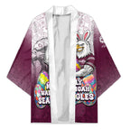 Personalized Manly Warringah Sea Eagles Kimono Easter Mascot - Colorful Eggs Cartoon Style
