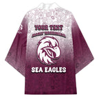 Personalized Manly Warringah Sea Eagles Kimono Easter Mascot - Colorful Eggs Cartoon Style