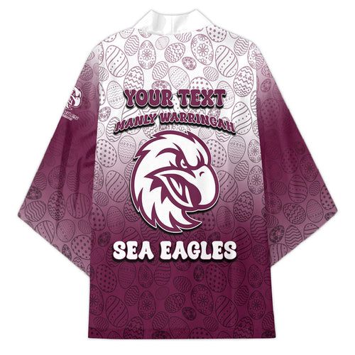 Personalized Manly Warringah Sea Eagles Kimono Easter Mascot - Colorful Eggs Cartoon Style