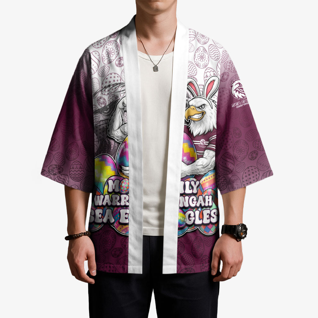 Personalized Manly Warringah Sea Eagles Kimono Easter Mascot - Colorful Eggs Cartoon Style