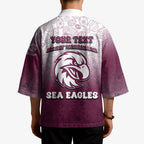 Personalized Manly Warringah Sea Eagles Kimono Easter Mascot - Colorful Eggs Cartoon Style