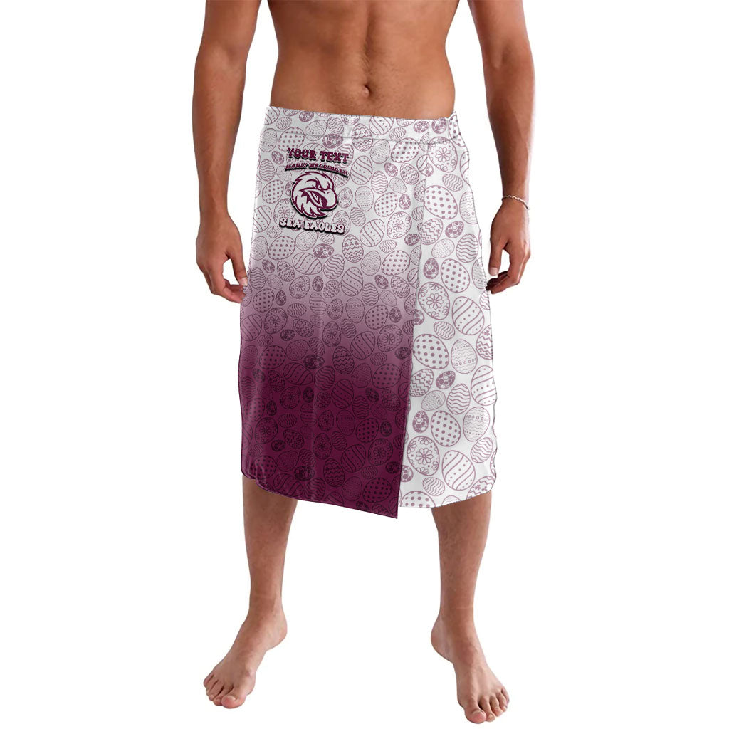 Personalized Manly Warringah Sea Eagles Lavalava Easter Mascot - Colorful Eggs Cartoon Style