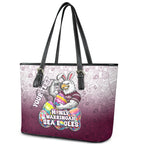 Personalized Manly Warringah Sea Eagles Leather Tote Bag Easter Mascot - Colorful Eggs Cartoon Style