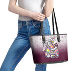 Personalized Manly Warringah Sea Eagles Leather Tote Bag Easter Mascot - Colorful Eggs Cartoon Style