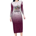 Personalized Manly Warringah Sea Eagles Long Sleeve Bodycon Dress Easter Mascot - Colorful Eggs Cartoon Style