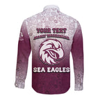Personalized Manly Warringah Sea Eagles Long Sleeve Button Shirt Easter Mascot - Colorful Eggs Cartoon Style