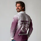 Personalized Manly Warringah Sea Eagles Long Sleeve Polo Shirt Easter Mascot - Colorful Eggs Cartoon Style
