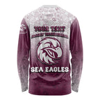 Personalized Manly Warringah Sea Eagles Long Sleeve Shirt Easter Mascot - Colorful Eggs Cartoon Style