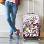 Personalized Manly Warringah Sea Eagles Luggage Cover Easter Mascot - Colorful Eggs Cartoon Style