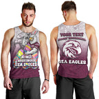Personalized Manly Warringah Sea Eagles Men Tank Top Easter Mascot - Colorful Eggs Cartoon Style