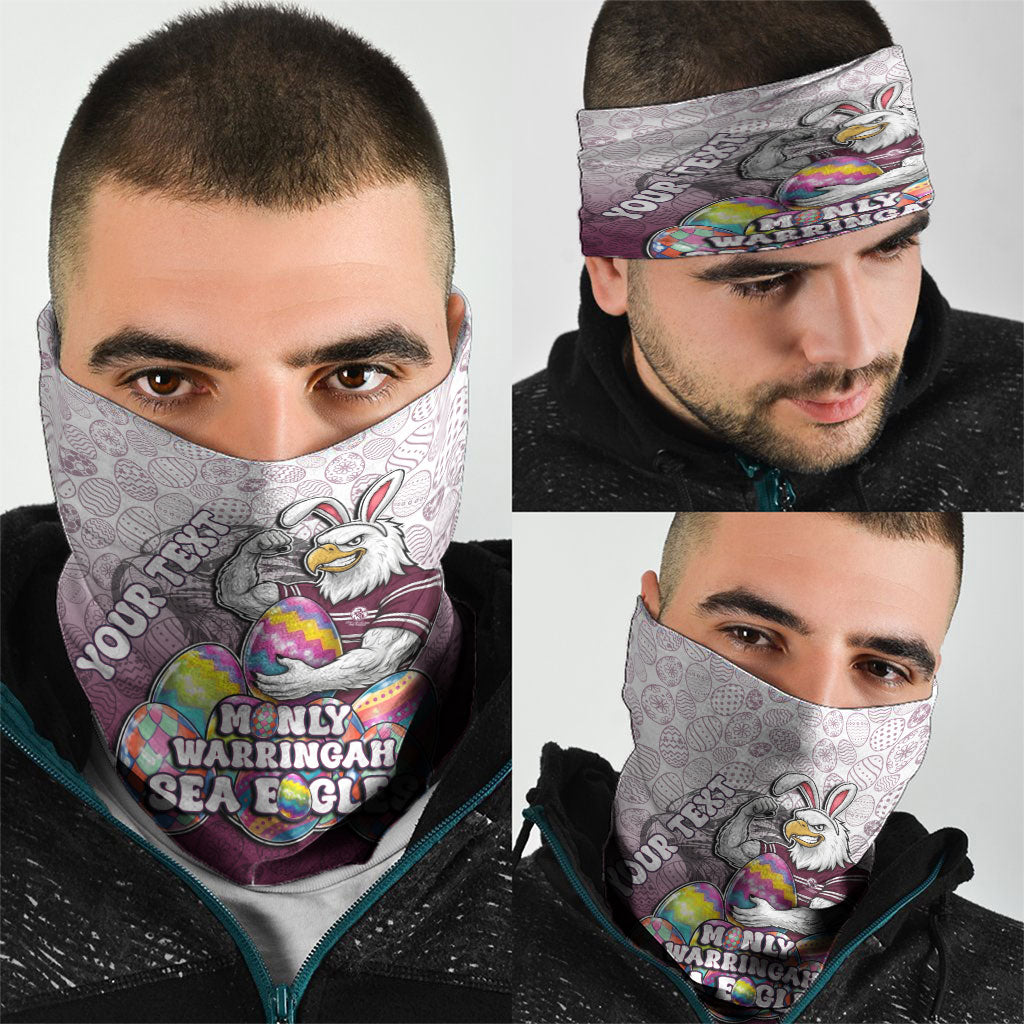 Personalized Manly Warringah Sea Eagles Neck Gaiter Easter Mascot - Colorful Eggs Cartoon Style