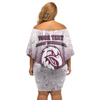 Personalized Manly Warringah Sea Eagles Off Shoulder Short Dress Easter Mascot - Colorful Eggs Cartoon Style