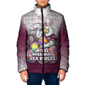 Personalized Manly Warringah Sea Eagles Padded Jacket Easter Mascot - Colorful Eggs Cartoon Style