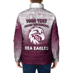 Personalized Manly Warringah Sea Eagles Padded Jacket Easter Mascot - Colorful Eggs Cartoon Style