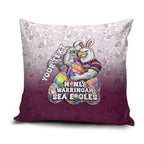 Personalized Manly Warringah Sea Eagles Pillow Cover Easter Mascot - Colorful Eggs Cartoon Style
