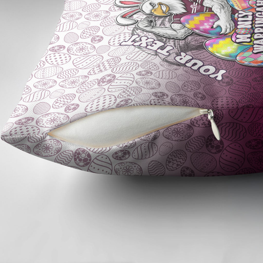 Personalized Manly Warringah Sea Eagles Pillow Cover Easter Mascot - Colorful Eggs Cartoon Style