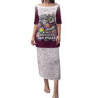 Personalized Manly Warringah Sea Eagles Puletasi Easter Mascot - Colorful Eggs Cartoon Style