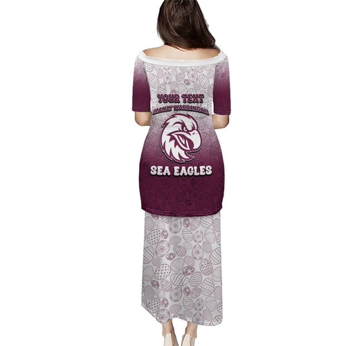 Personalized Manly Warringah Sea Eagles Puletasi Easter Mascot - Colorful Eggs Cartoon Style