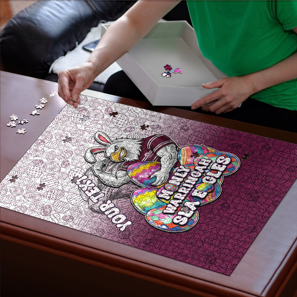 Personalized Manly Warringah Sea Eagles Puzzle Easter Mascot - Colorful Eggs Cartoon Style