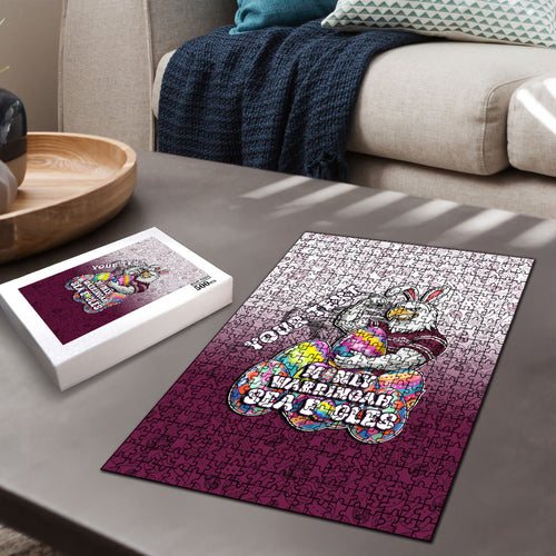 Personalized Manly Warringah Sea Eagles Puzzle Easter Mascot - Colorful Eggs Cartoon Style