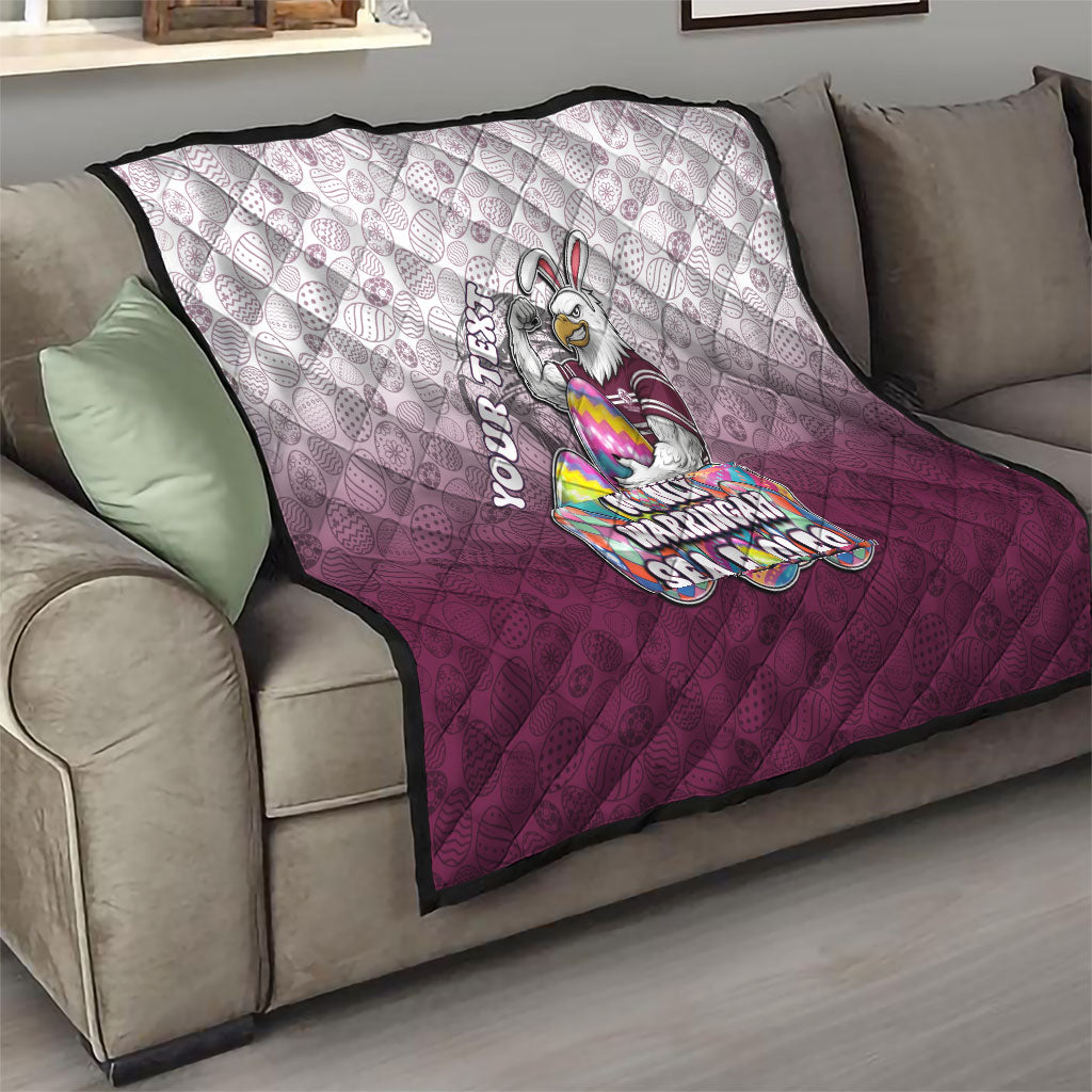 Personalized Manly Warringah Sea Eagles Quilt Easter Mascot - Colorful Eggs Cartoon Style