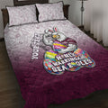 Personalized Manly Warringah Sea Eagles Quilt Bed Set Easter Mascot - Colorful Eggs Cartoon Style