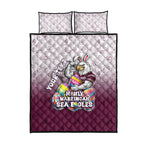 Personalized Manly Warringah Sea Eagles Quilt Bed Set Easter Mascot - Colorful Eggs Cartoon Style