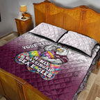 Personalized Manly Warringah Sea Eagles Quilt Bed Set Easter Mascot - Colorful Eggs Cartoon Style