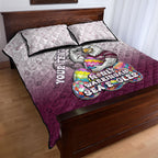 Personalized Manly Warringah Sea Eagles Quilt Bed Set Easter Mascot - Colorful Eggs Cartoon Style