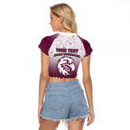 Personalized Manly Warringah Sea Eagles Raglan Cropped T Shirt Easter Mascot - Colorful Eggs Cartoon Style