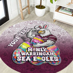 Personalized Manly Warringah Sea Eagles Round Carpet Easter Mascot - Colorful Eggs Cartoon Style