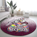 Personalized Manly Warringah Sea Eagles Round Carpet Easter Mascot - Colorful Eggs Cartoon Style